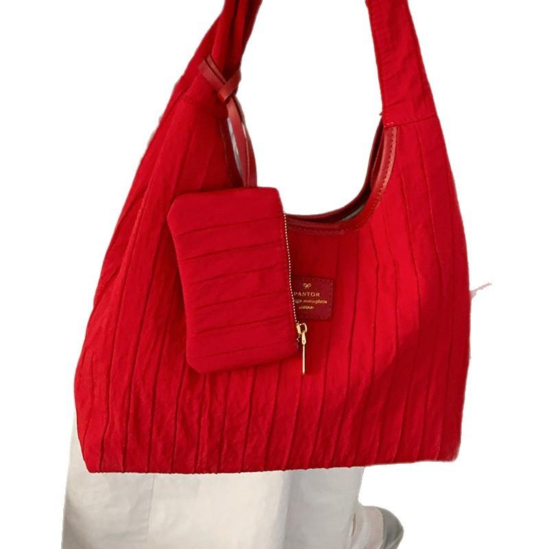 Повседневная сумка из нейлонового канваса в стиле колледж-винд для женщин, новинка 2025 года, нишевая сумка под мышкой, большая вместительная сумка-тоут на плечо