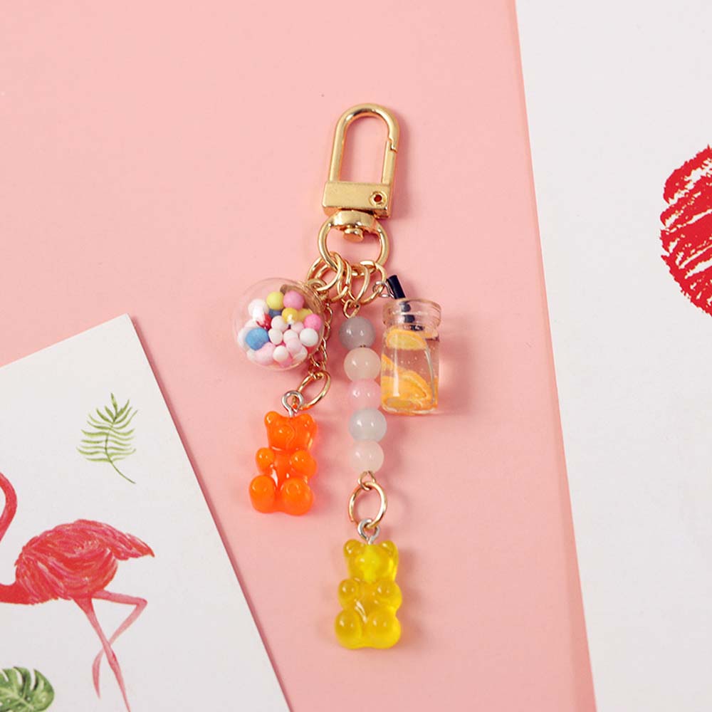 Girls Cute Acrylic Bag Pendant Candy Women Fashion Accessories Key Ring Keyholder Bear Key Chain
