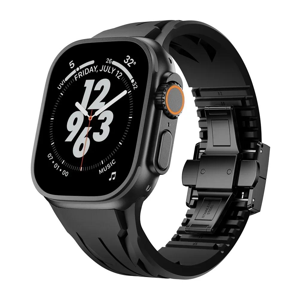 Силиконовый ремешок для Apple Watch Ultra 2 49 мм 10 46 мм 9 8 7 45 мм 44 мм Премиальный браслет для Iwatch Серии 6 5 4 Se Ремень, обрезаемый по размеру