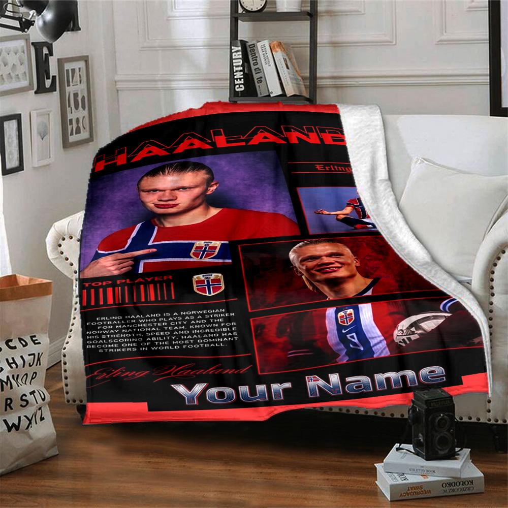 Haaland (135) Personalized Text Blanket Multi-purpose Personalized Blanket Durable Comfort Perfect for Picnics Seaside Office Chair Bed
