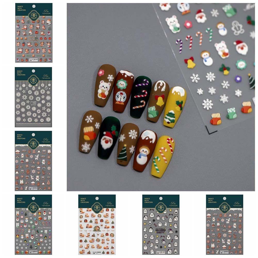 Nail Art Decoration Christmas Nail Stickers Nail Accessories Christmas Nail Decals Colorful   Lady