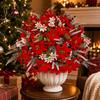 Easy Care Faux Flowers for DIY Crafts 23Pcs Artificial Poinsettia Flowers, Lifelike Flower Arrangement Home Office Wedding Fake Festival Decor Decor,