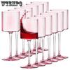 4 шт. Пластиковые бокалы для вина 11 унций Элегантный ребристый дизайн Бокалы для вина Розовые Небьющиеся Бокалы для вина Пластиковые Бокалы для коктейлей Небьющийся Бокал для вина