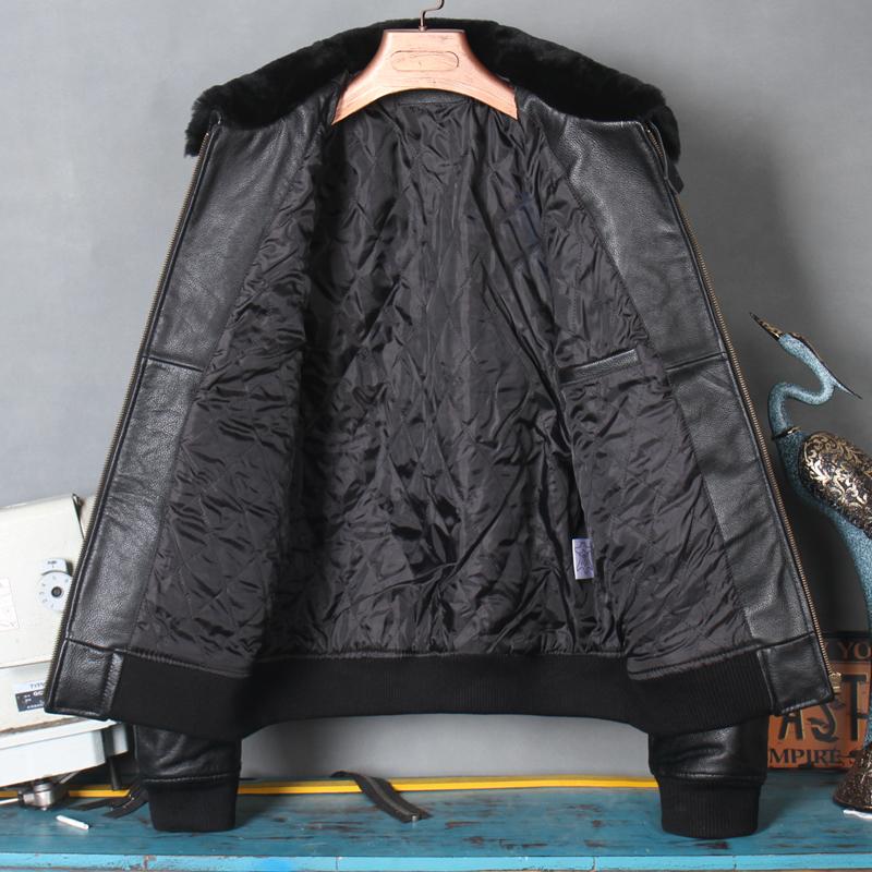 Classic Air Force Flight G1 Genuine Leather Jacket Men Winter Warm Genuine Cow Leather Coat Mens Aviator Clothes