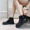 Black Punk Style Lace-up Elegant with Low Heels Women's Ankle Boots Short Shoes for Woman Leather Booties Footwear Laces Combat