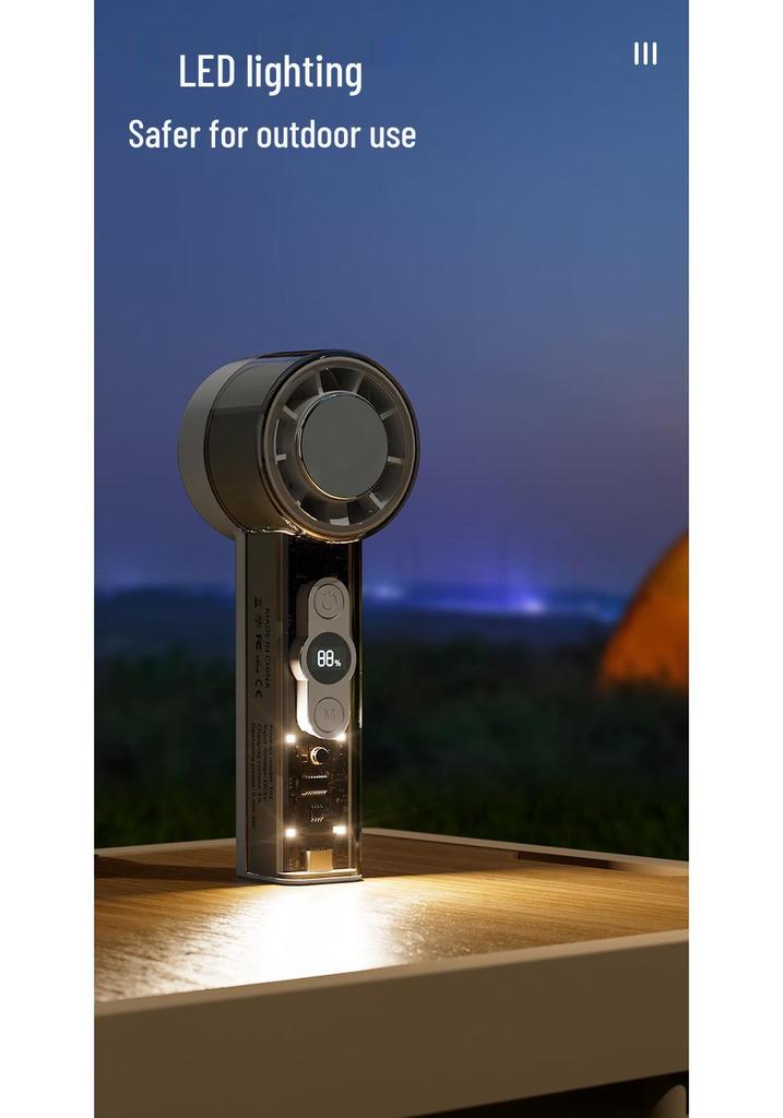 Portable High-Speed Handheld Fan with Digital Display and Cooling Ice Pack