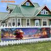 Christmas Fence Banner, Santa Gifts Gingerbread House Print, Outdoor Yard Garden Decor