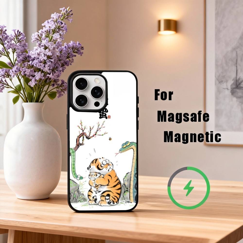 Чехол для телефона F-Fat Tiger для iPhone 17, 16, 15, 14, 13, 12, 11 Plus, Pro Max Магнитный для беспроводной зарядки Magsafe