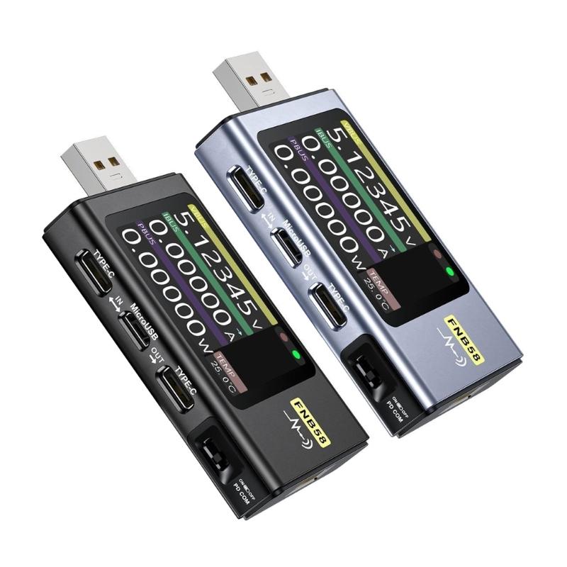 FNB58 USB Вольтметр Амперметр Тестер Быстрой Зарядки Портативный Измеритель Тока и Напряжения с 2,0-дюймовым ЖК-дисплеем