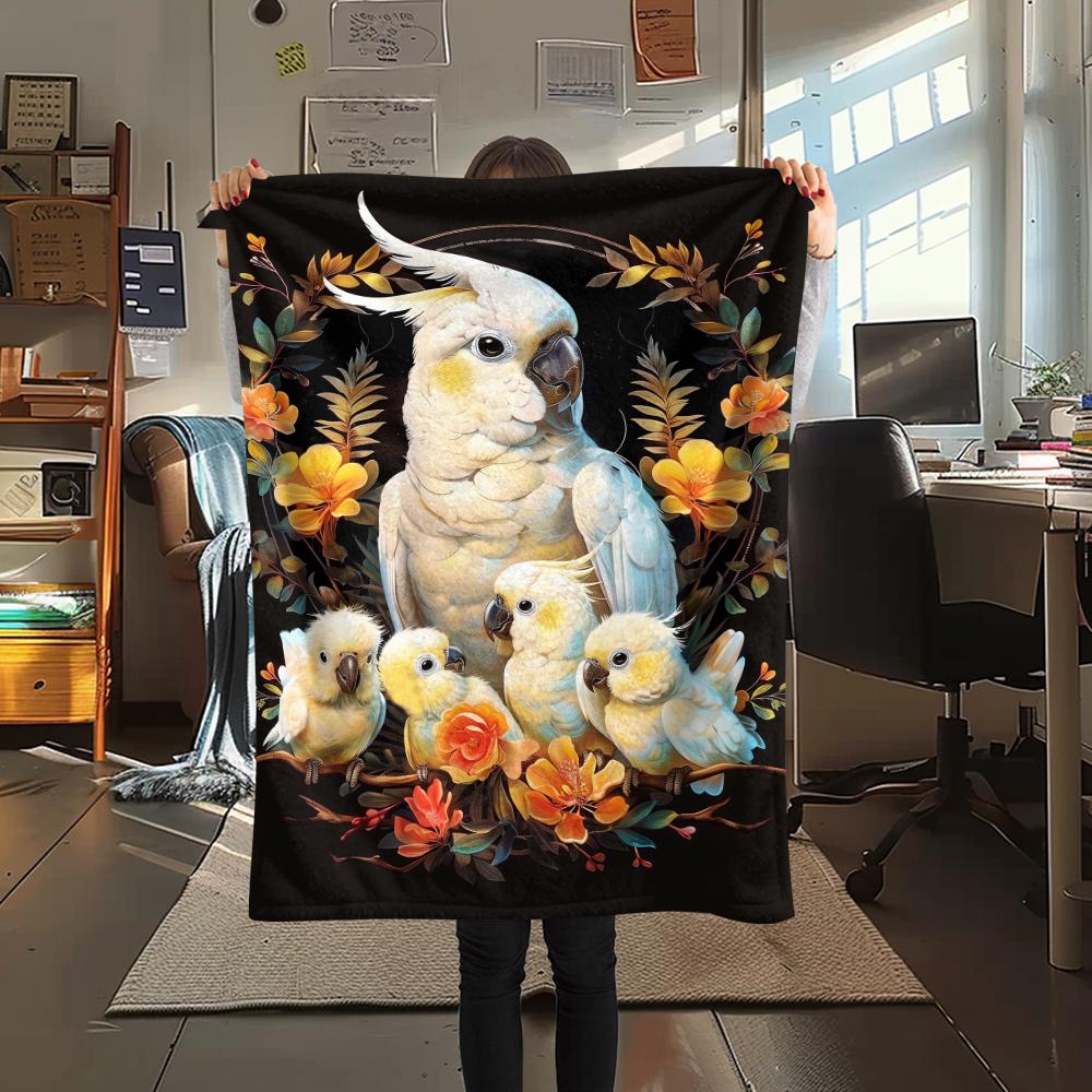 1Pc Eagle Bird Family Print Flannel Blanket, High quality Comfortable for All Seasons, Home Decor, Warmth and Comfort, Perfect for Christmas Gifts