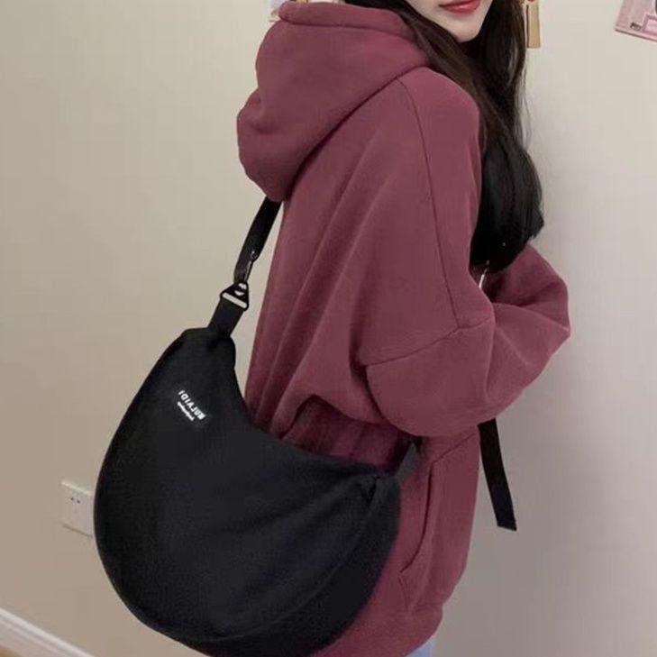 Casual Dumpling Bag Sports Style Messenger Bag Female Large-capacity Canvas Bag Student Class Shoulder Commuter Bag
