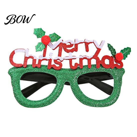 Santa Claus Party Glasses Christmas Glasses, Glitter Holiday Frames, Hat Tree Snowman Bear Funny Eyeglasses for Favors Gingerbread Man