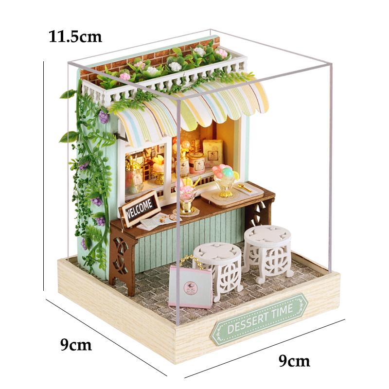 Wooden Doll House Cat Cafe Mini DIY Small House Kit Making Room Toys Home Bedroom Decoration with Furniture For Gifts Dollhouse