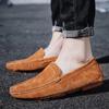 New Men Casual Shoes Fashion Summer Mens Shoes Suede Leather Mens Loafers Moccasins Brand Slip On Male Flat Driving Shoes Brown