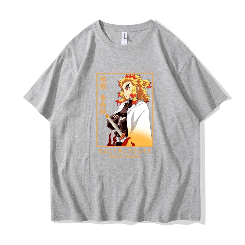 Аниме Rengoku Kyoujurou Printed Мужские Женские Летние Футболки С Коротким Рукавом Круглый Вырез Повседневные Летние Топы Унисекс
