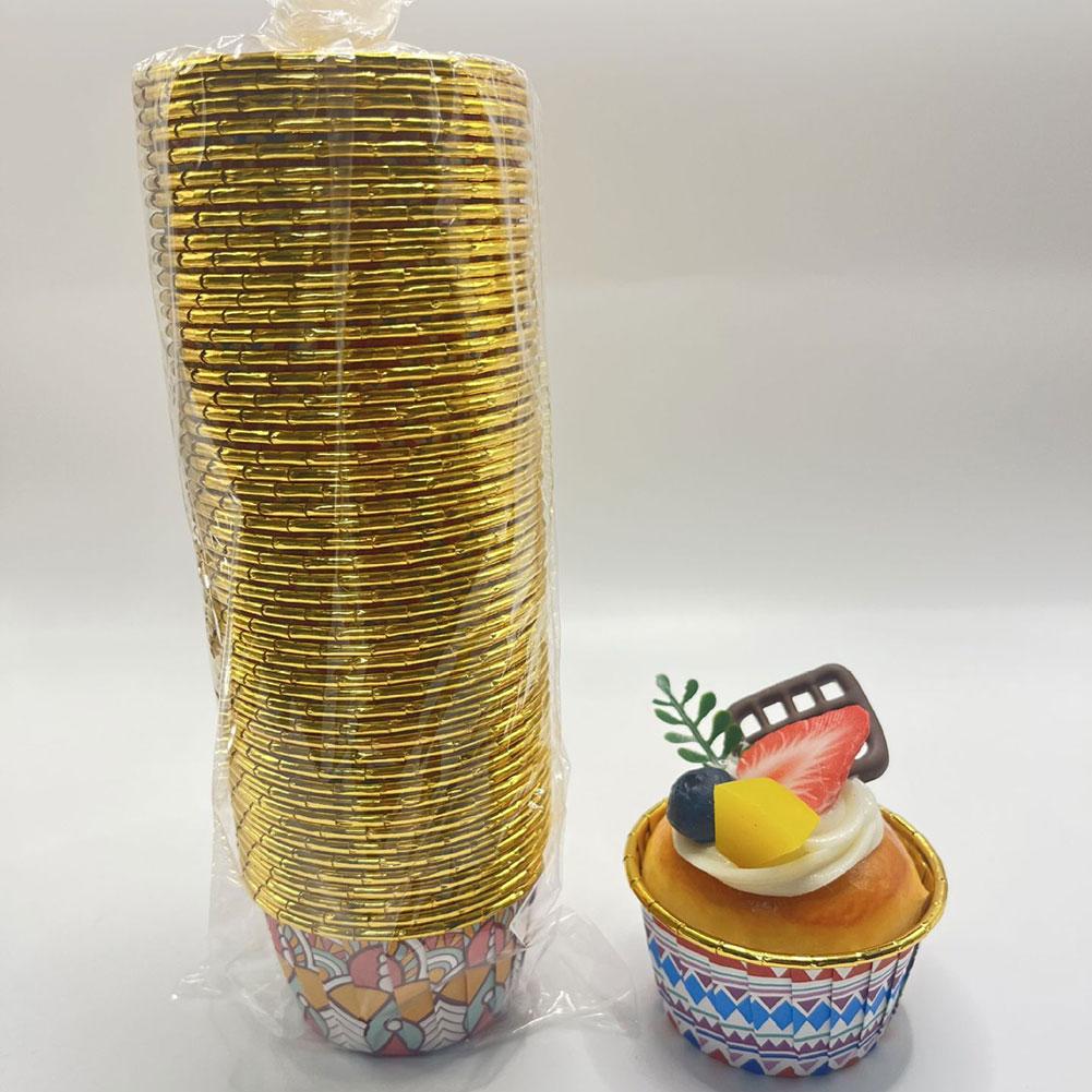 50 шт. формочек для кексов с богемным принтом, алюминиевая фольга, термостойкие формочки для выпечки, одноразовые формы для торта для домашней кухни