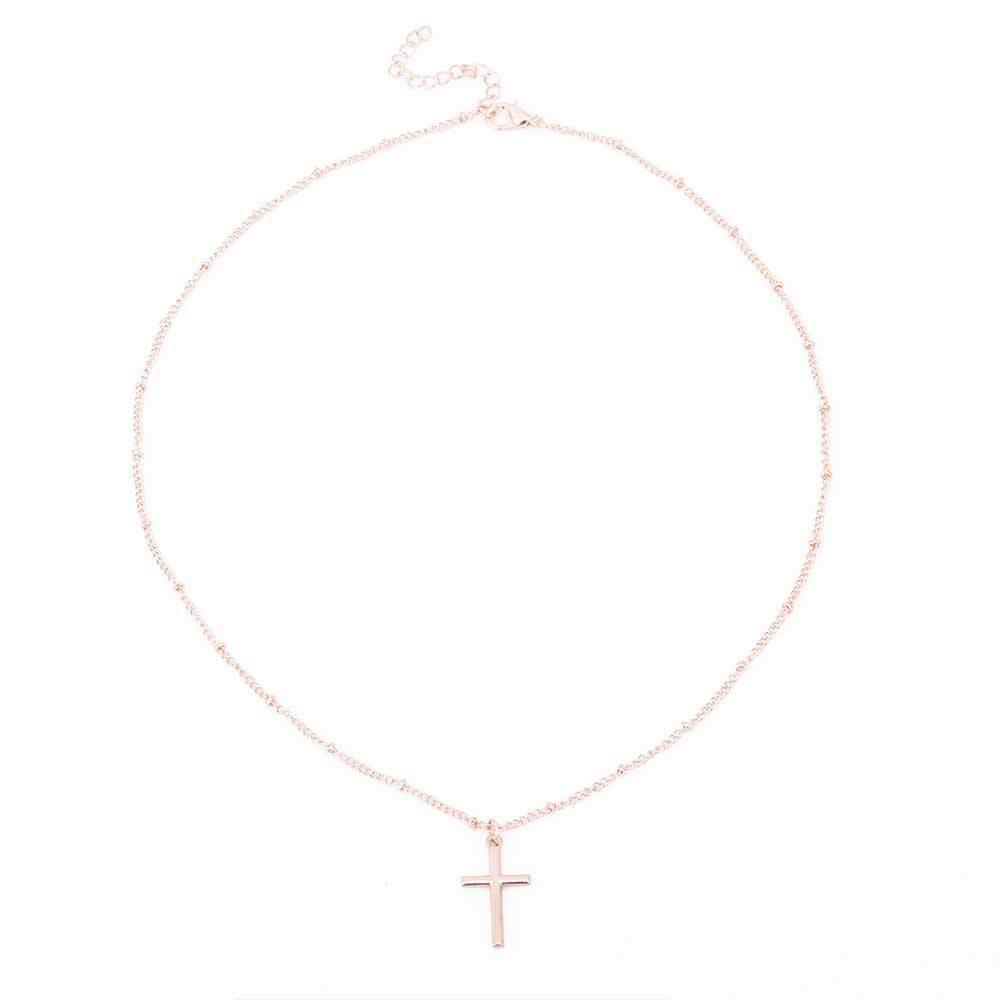 Fashion Simple Alloy Cross Pendant Necklace Female Charm Jewelry Party Gift