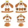 Dogs Ears Headband Dog Hair Hoop Set Plush Tail Bowtie Dog False Nose Brown Mesh Skirt Animal Dress Up Set