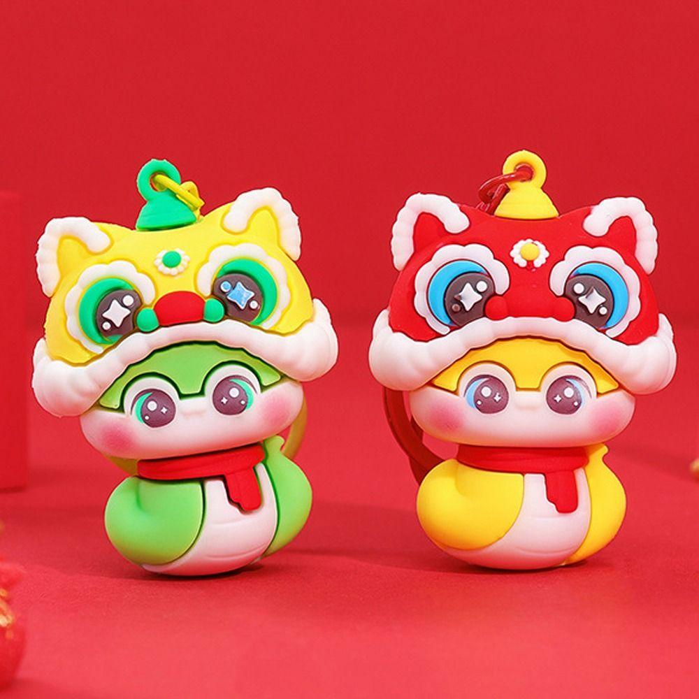 Resin Lucky Snake Key Ring Blessing Chinese New Year Pendant Creative Snake Year Keychain Family