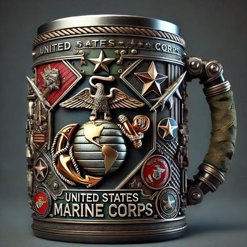 Military 3D Resin & Stainless Steel Handmade Gift Mug with Polished Finish Coffee Cup Military Theme