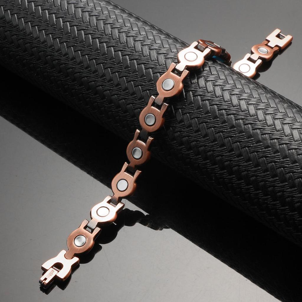 Magnetic Therapy Copper Magnetic Bangle Bracelet with Natural Gem Stone Women Vintage Copper Magnetic Bracelet Chain Wristband
