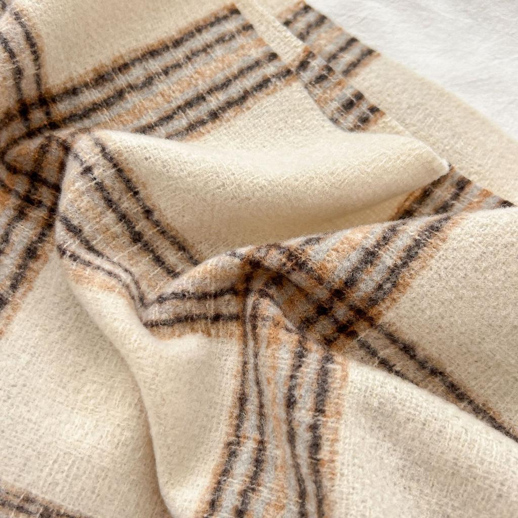 British Retro Large Plaid Scarf for Women Winter Fleece-Like Cashmere Trendy Brand Korean Style Versatile Student Warm Neck Warmer