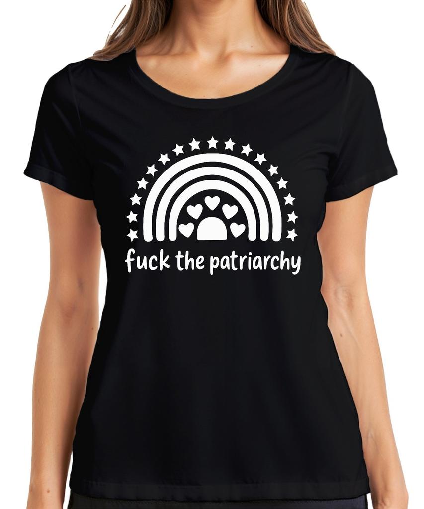 Fuck Patriarchy Feminism Rainbow Hearts Stars Protest Courage Unisexs TShirt