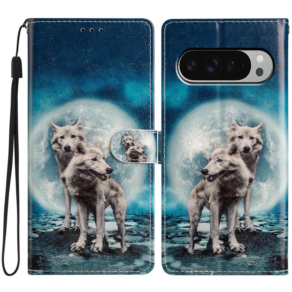 Чехол-кошелек для Google Pixel 9/9 Pro из ПУ кожи с принтом и подставкой, чехол для телефона с ремешком