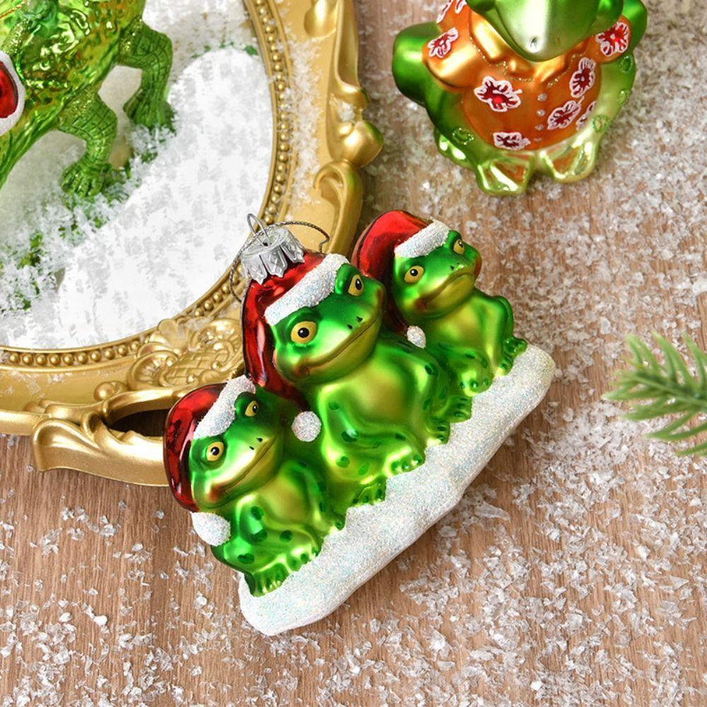 Glass Painted Christmas Decorations Green Christmas Tree Pendant for Mall Window Scene Layout