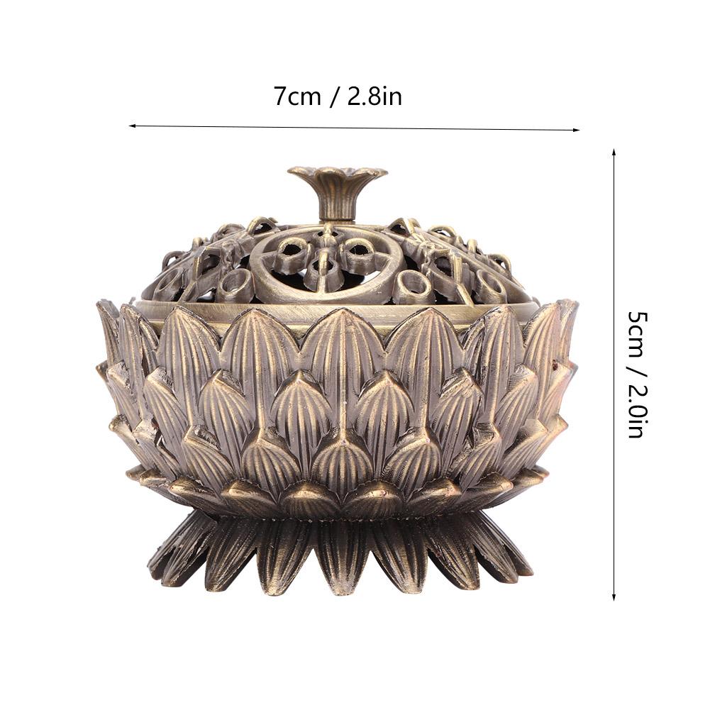 Zinc Alloy Home Decoration Lotus Incense Burner 7*5cm Joss Stick Holder(Bronze)