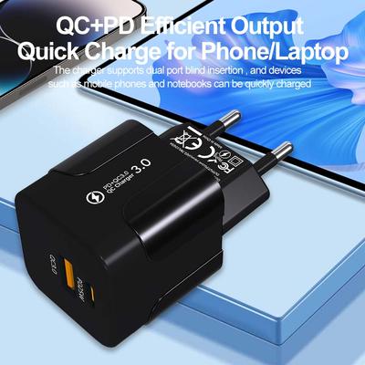 Миниатюрное быстрое зарядное устройство USB C мощностью 20 Вт для iPhone 16 Pro/Android, многофункциональная система защиты, в комплект входит адаптер для более чем 100 стран
