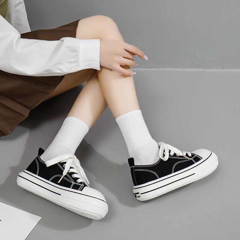 Spring New Canvas Shoes Female Students Wear Platform Casual Shoes Ins Trendy Sneakers Female