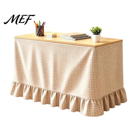 ClassroomDesk Skirt Gingham Ruffled Table Skirt, Cottagecore Teacher Desk for Classroom, Ruffle Cover Plaid Tablecloth Birthday Wedding Baby