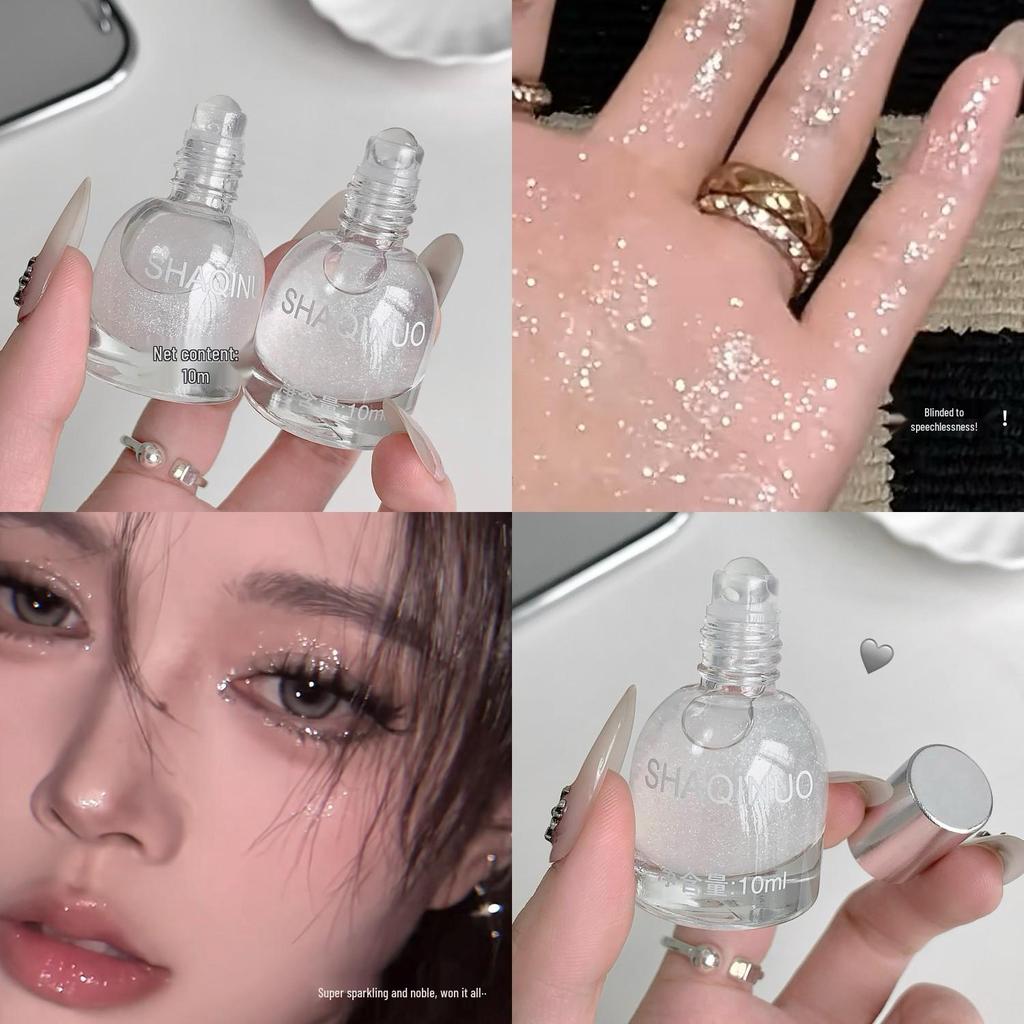 Жидкий хайлайтер SHAQINUO с шиммером: Тонкое мерцание страз для деликатного, объемного сияния лица. Подходит для ежедневного макияжа.