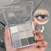 Dark Punk Smoky Nine-color Eyeshadow Palette Black and White Gray Metallic Pearlescent Matte Silver Party Stage Makeup