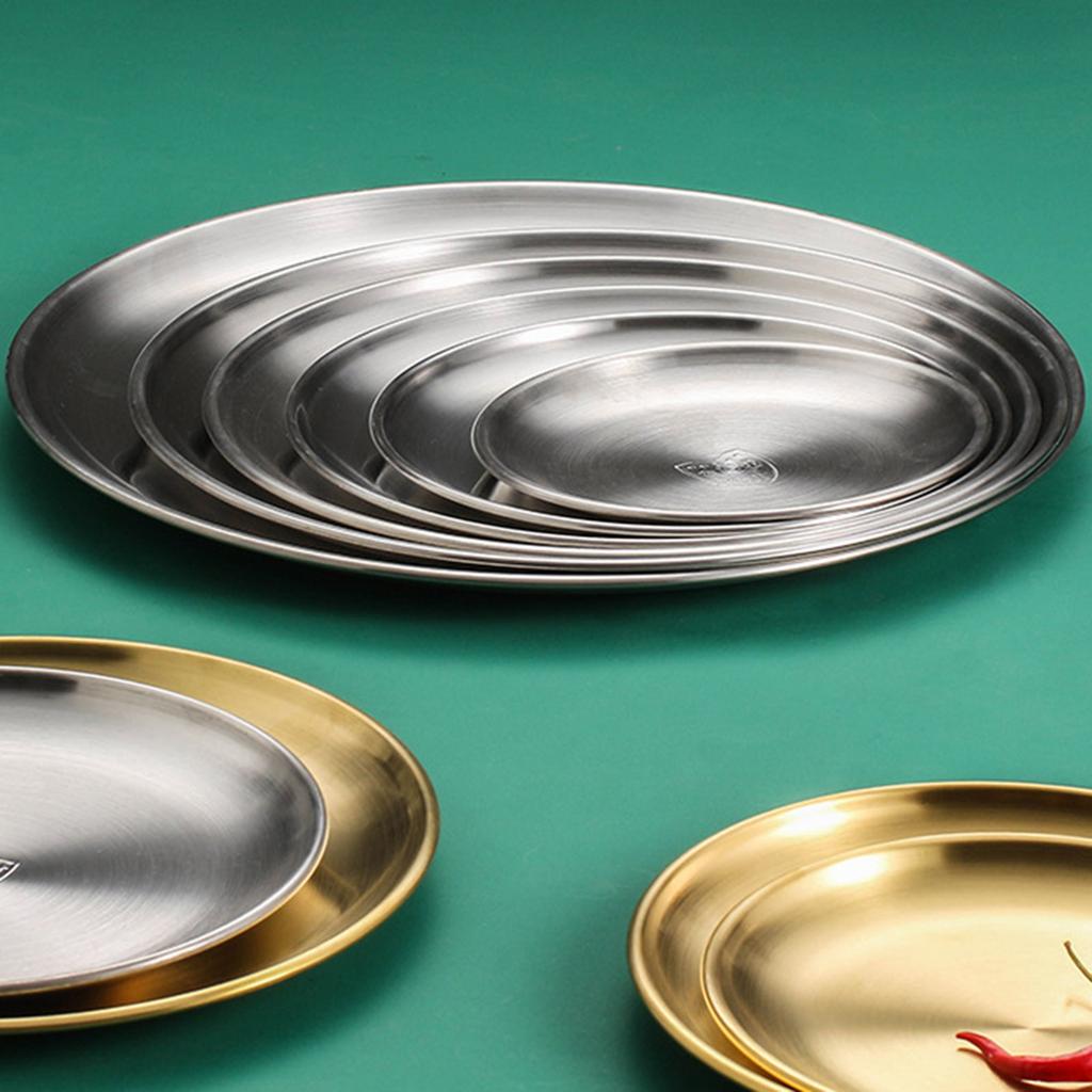 Set of 4 Elegant Meal Dish Set 304Stainless Steel Serving Plates Dinner Plate Suitable for Entertaining and Daily Use