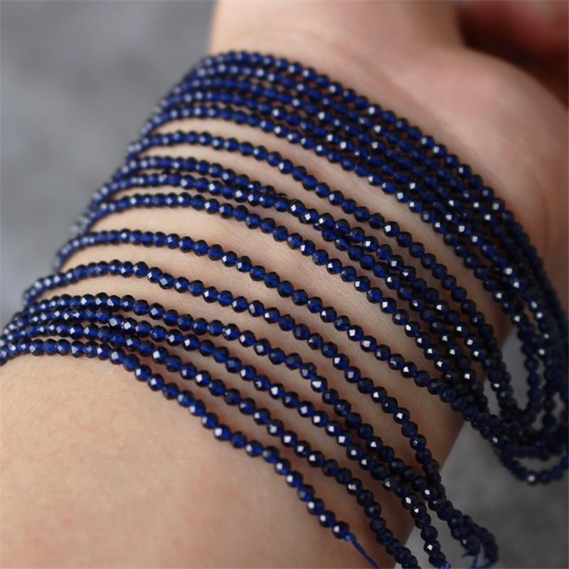 2mm Natural Stone Amethyst Tiger Eye Lapis Lazuli Beads Inlaid with Bright Pearl Jewelry Making DIY Necklace Bracelet Jewelry