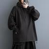 Long Sleeve Plus Size Black Hooded Tops Women Casual Loose Spring Autumn Pullover Overcoat