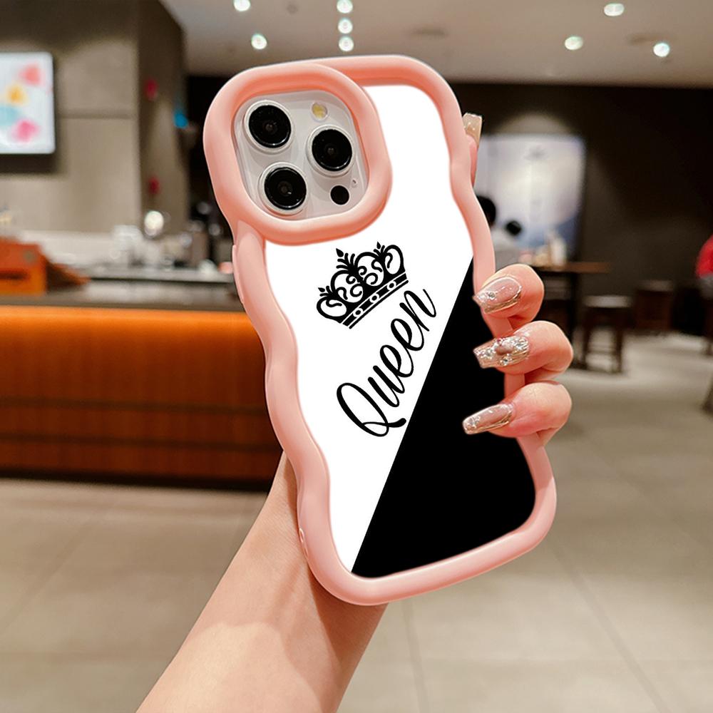 Мягкий чехол для телефона Macaron Big Wave для iPhone 11 12 13 14 15 Samsung A13 A14 A15 A23 A24 A25 A54 A55 Xiaomi Redmi Note 13, чехол A17 Пара Queen King