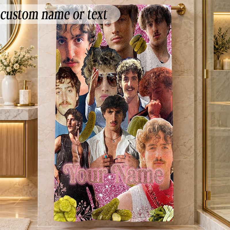 Beach TowelBenson Boone Custom Name Text Personalized Soft Towel for Beach Pool Indoor Home Decor Gift