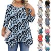 Womens Plus Size 3/4 Sleeve Shirts Round Neck Tunic Tops Basic Loose Fit Tee Tops L-5XL