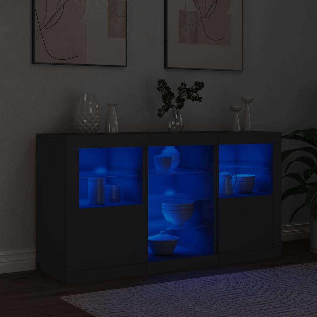Vidaxl Szafka Z Oświetleniem Led, Czarna, 123X37X67 Cm