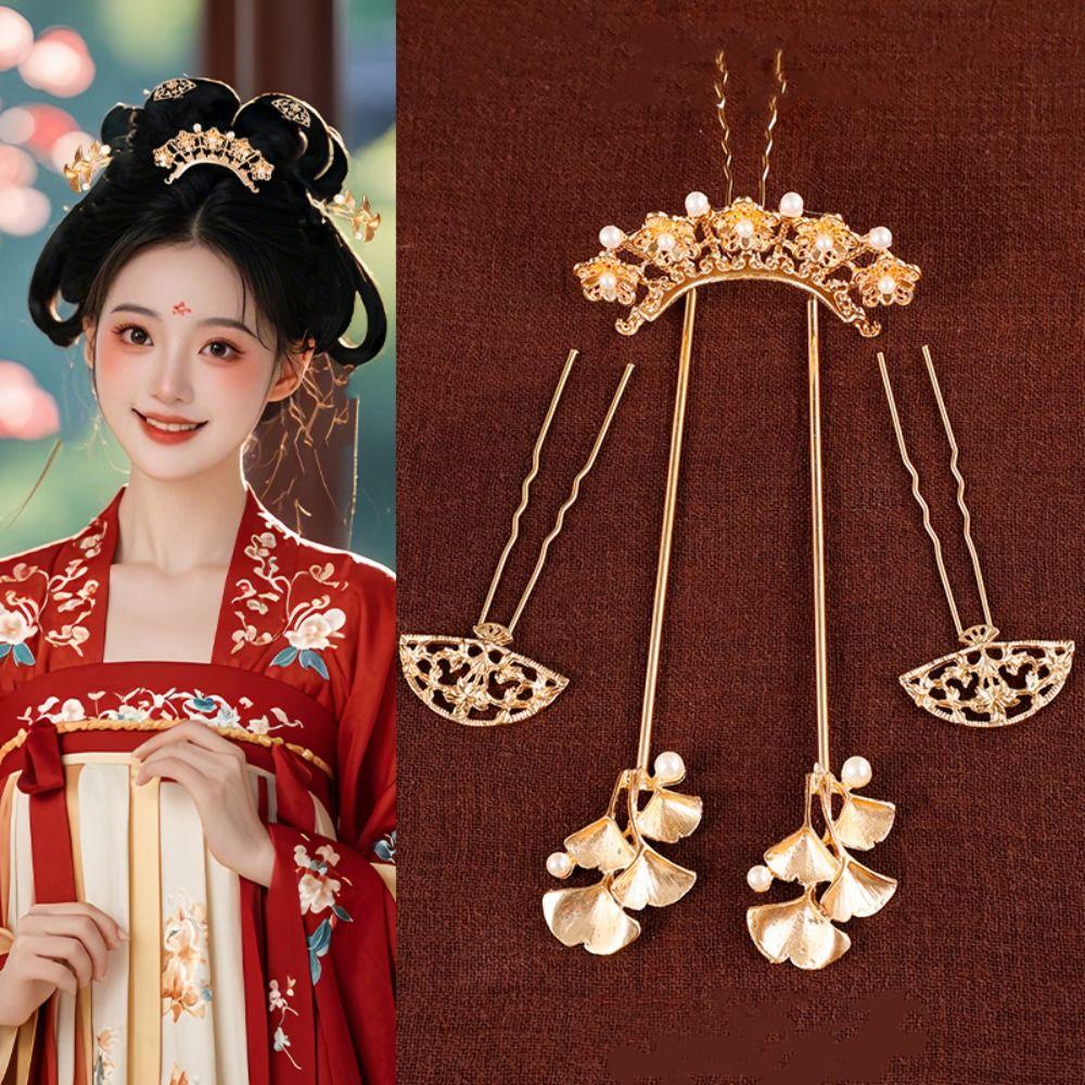 1 набор заколок для волос в китайском стиле династии Тан, классическая цветочная расческа для волос в стиле ретро, старинная женская палочка для волос