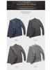 Men's Autumn/Winter Plus Velvet Zipper Knitted Cardigan Jacket with Stand Collar and Solid Color