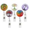 Tree Pattern Nurse ID Tag Clip Name Badge Holder Reel Rotatable Work Card Easy Pull Lanyard Retractable Lanyard Reels