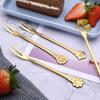 4PC Stainless Steel Coffee Spoon Teaspoon Gold Plated Sugar Dessert Fruit Fork Mirror Polishing Flowers Handle Coffee Dinnerware