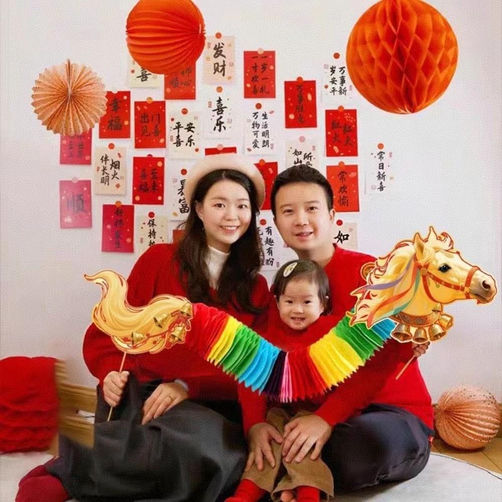 Мультяшный китайский бумажный танцующий конь 3D Новогоднее украшение Дракон Конь Игрушка Декор для гостиной дома
