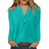 Women's T Shirt Solid Color Button Long Sleeve Daily Weekend Fashion Basic V- Neck Regular Top