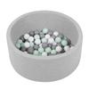 Soft Ball Pit Pool 70x30cm/150 Balls Round for Baby Toddler Foam, Light Grey:white/grey/mint