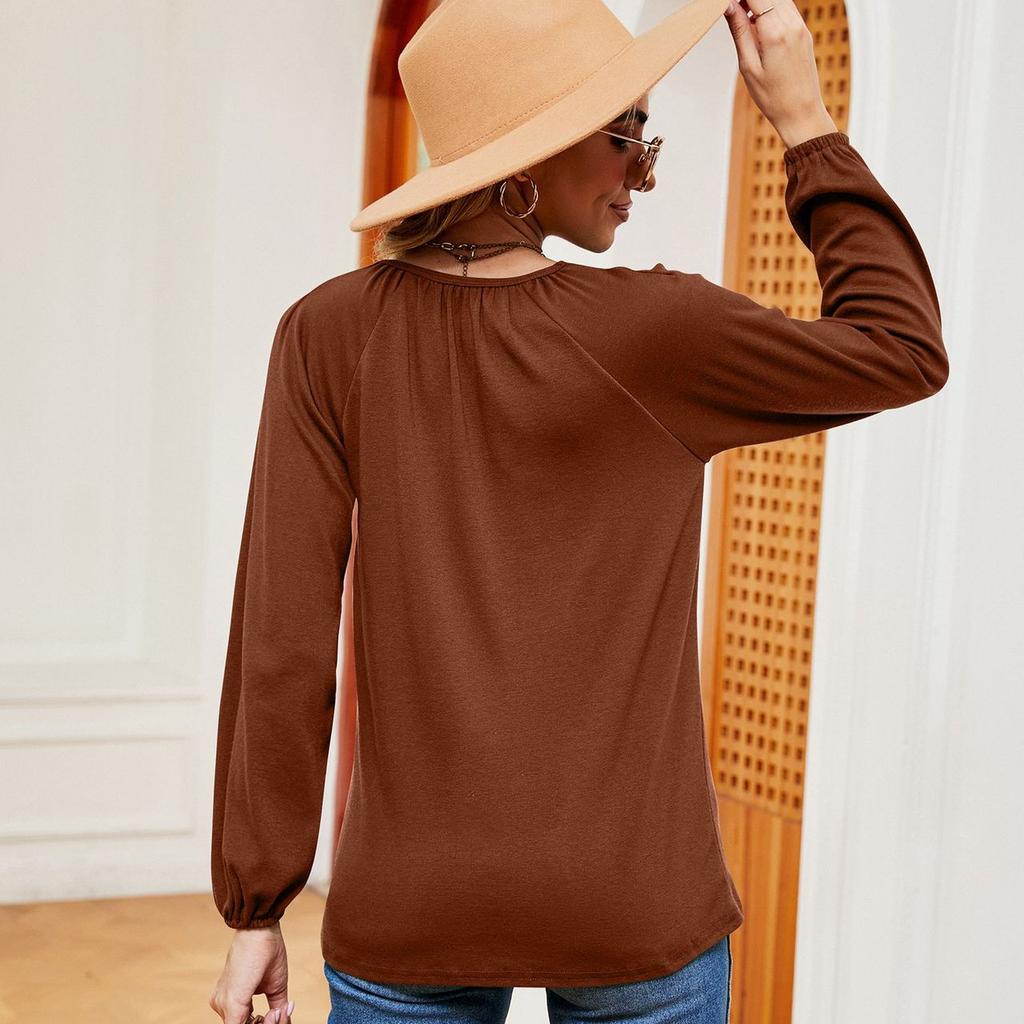 JKAASHDK женские модные повседневные однотонные свободные блузки с v-образным вырезом и длинными рукавами с принтом, пуловеры